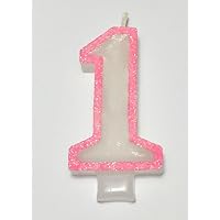 Wasiwax No (1) Birthday Candle - PINK GLITTER - Browse our store and choose other numbers