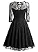 MissMay Women's Vintage Floral Lace Net 3/4 Sleeve Sexy Swing Dress