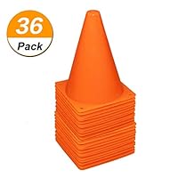 BLQH 36 Pack 7 Inch Plastic Traffic Cones Sport Training Cone Sets Field Marker Cones for Skate Soccer Agility Training & Physical Education Flexible (36)