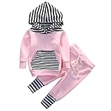 Newborn Baby Boy Girls Hoodie Long Sleeve Striped Top Sweatshirt Pants Outfit Set