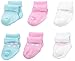 GERBER Baby Girls' 6-Pair Sock, Blue Zebra, 3-6 Months