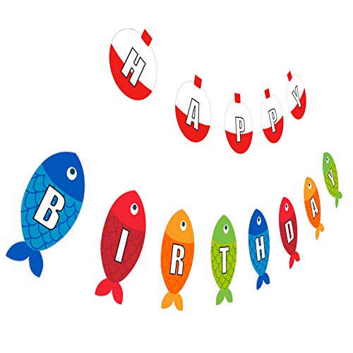 Fishing Birthday Banner, Go Fishing Happy Birthday Sign, Little Fisherman Kids Party Decoration