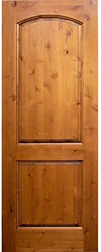 Knotty Alder 2-Panel Arched Top Solid Core Wood Stainable Interior Door Slab (26"x 80", Unfinished)