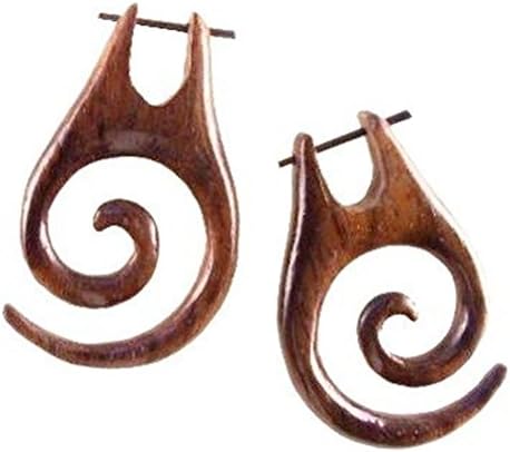 Maori Spiral. sono wood earrings.