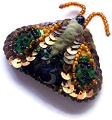 Unique Butterfly Brooch seed bead and sequins embroidered Moth pin Gift for her