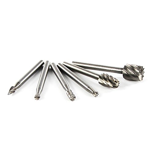 Noblik 6PCS HSS Rotary Multi Tool Burr Routing Router Bit Mill Cutter Attachment for