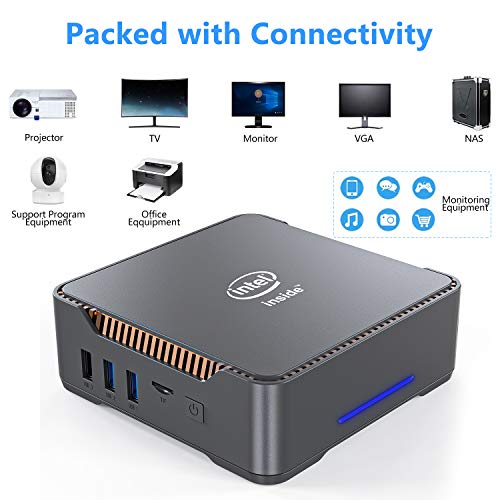 Mini PC, Intel Celeron J3455 Processor(up to 2.3GHz) Windows 10(64-bit) Mini Desktop Computer with HDMI/VGA Port,8GB DDR3/120GB eMMC,Gigabit Ethernet,Dual Band Wi-Fi,Bluetooth 4.2,4K HD - Thumbnail 3