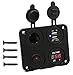 Cllena Dual USB Charger + LED Voltmeter + 12V Power Socket + ON-Off Button Switch Four Hole Panel for Car Boat Marine Truck Motorcycle RV ATV Vehicles GPS Mobile Phone Camera Mp3