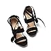 XMWEALTHY Women's Suede Open Toe Pumps Chunky Block Heeled Sandals Ankle Strap High Heels