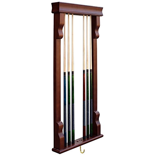 Hathaway Vintage Wall Billiard Pool Cue Rack, Antique Walnut