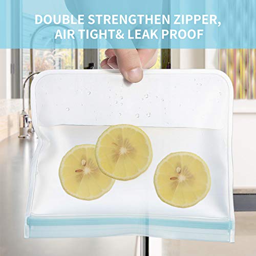sherry 12 Pack Reusable Ziplock Bags, (4 Reusable Sandwich Bags+6 Reusable Snack Bags +2 Reusable Lunch Bags Bread Box Plastic Bag Alternative Reusable Food Storage Bags - Thumbnail 6