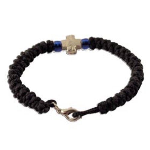 Classic Black Prayer Bracelet Komboskini with Cross and Clasp