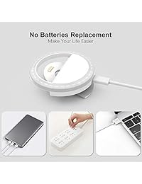 Auxiwa, anillo de luz que se engancha en cámara frontal, de batería recargable con 36 leds, para cámara de smartphone, forma redonda, color blanco