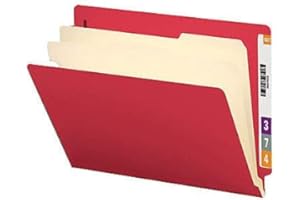 Smead End Tab Classification File Folder, 2 Dividers, 2" Expansion, Letter Size, Red, 10 per Box (26838)