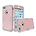 LONTECT for iPhone 7 Plus Case Hybrid Heavy Duty Shockproof Full-Body Protective Case with Dual Layer [Hard PC+ Soft Silicone] Impact Protection for Apple iPhone 7 Plus - Rose Gold/Grey