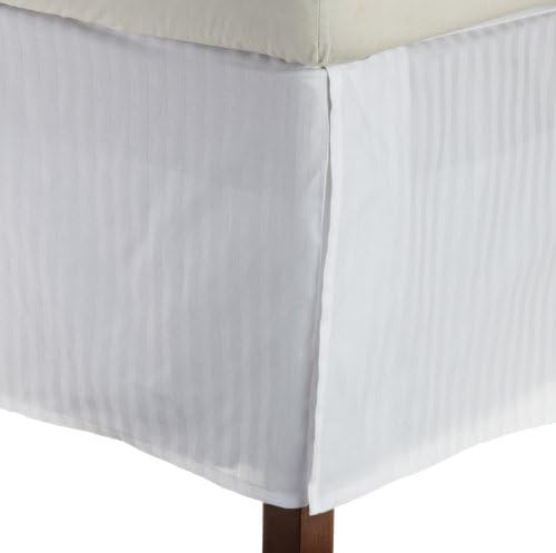 1500 Series Wrinkle Resistant Pleated Twin XL Bed Skirt Stripe, White - 15 Inch Drop and Wrinkle Resistant