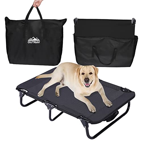 Elevated Dog Cot with Steel Frame Foldable Raised Play & Rest Bed for