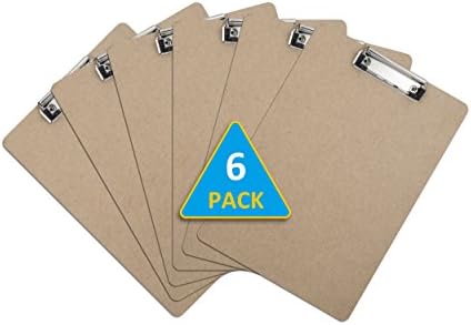 Hardboard Clipboard With Low Profile Clip, Letter Size A4 (Pack of 6)