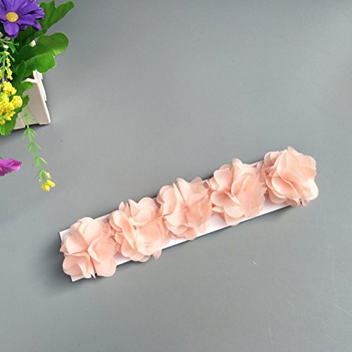 Fmeida Baby Girls Headband Flower Birthday Crown Hair Band-Gift for Baby (Pink Flower) - Thumbnail 3