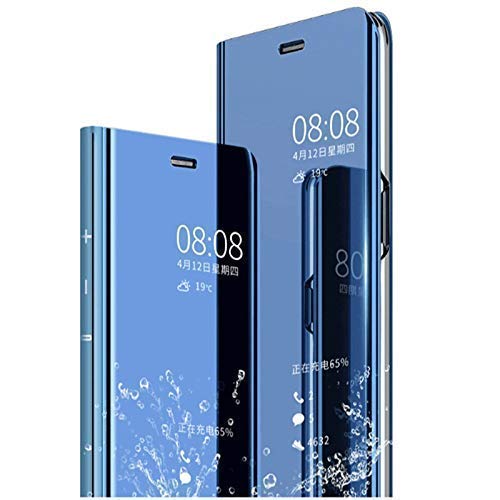 Trifty S-View Mirror Stand Flip Cover for Oppo A5(2020) (Blue)