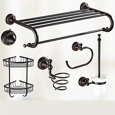 MAXZ-YU Bathroom Accessory Set / Oil Rubbed Bronze Towel Bar Antique Brass Wall Mounted 625 x 90x125mm (24.6 x 3.54 x 4.92) Brass / Ceramic / Crystal Antique