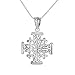 SURANO DESIGN JEWELRY Sterling Silver Jerusalem Cross Charm/Pendant, Made in USA, Italian Box Chain
