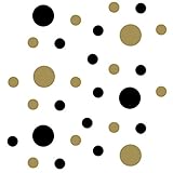 Black/Metallic Gold Vinyl Wall Stickers - 2 & 4 inch Circles (30 Decals)