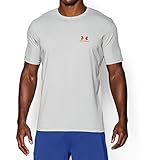 Under Armour Men's Charged Cotton Sportstyle T-Shirt, True Gray Heather/Red, X-Large