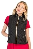 PINMUSE Women's Light Weight Zip up Front Quilted Padded Vest W Pockets S To 3XL