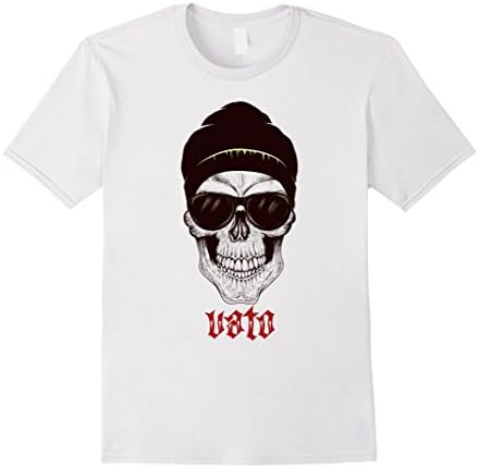 Mens Vato skull wearing shades  Small White