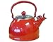 Calypso Basics by Reston Lloyd Harmonic Hum Whistling Teakettle with Glass Lid, 2.2-Quart, Red