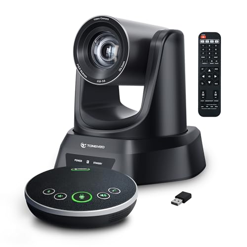 TONGVEO HDMI 20X PTZ-Kamera-Konferenzraumsystem mit Bluetooth-Mikrofon, USB3.0 60fps Videokamera-Zusammenarbeit für Bildung, Kirchen-Streaming für Tea