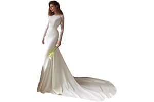 HANSHI E-COMMERCE Long Sleeve Wedding Dresses for Bride Mermaid Boho Lace Ball Gown A-line Tulle Bridal Dress for Bride