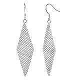 Annymall Fashion Bohemia Jewelry Rhombus Shape 925 Sterling Silver Plated Earrings for Women Girls