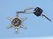 Hampton Nautical  Solid Brass Ship's Wheel Compass Key Chain, Brass