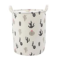 Homele Cute Cactus Collapsible Laundry Basket Hamper with Drawstring Cover, Cotton Foldable Toy Storage Bin Storage Basket Organizer for Kids Baby Room, College Dorm, Nursery, Closet, Bedroom (Black)