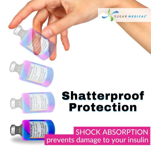 Sugar Medical Insulin Vial Protective Sleeve. Silicone Cover to Protect Your Insulin Vial from Breaking. Fits 10ml Insulin Brands. (Pink/Blue Tie Dye)