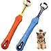 TIHOOD Three Sided Pet Toothbrush Dog Brush Addition Bad Breath Tartar Teeth Care Dog Cat Cleaning Mouth (Blue and Orange)