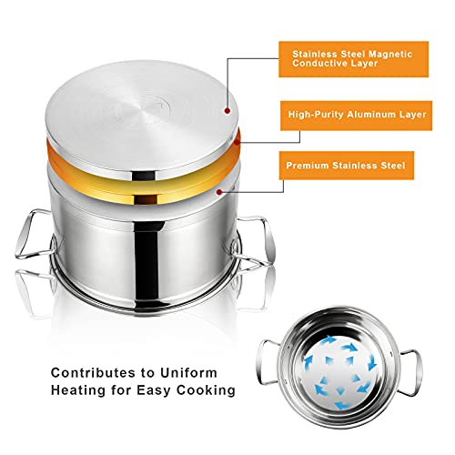 COSTWAY 3Tier Stainless Steel Steamer, 11'' Boiler Pot with Handles on