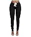 OLUOLIN Women's Solid Stretch Drawstring Cuff Jogger Pants Trousers Size XXL Black