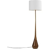 Globe Electric Novogratz x Globe Harrington 65" Floor Lamp, 2-Tone Faux Wood Base, White Fabric Shade, Socket Rotary Switch 6