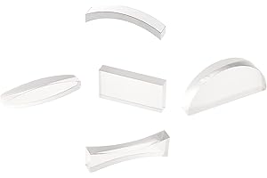 AHANDMAKER 5 Pcs Physical Optical Experiment Set, Acrylic Lens and Prism All Faces Fully Polished for Lab Supplies Physics Teaching (Double Concave, Double Convex, Rectangle, Semicircle)