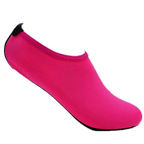 QingFan Men Women Yoga Surf Beach Snorkeling Socks Swimming Diving Socks Swim Shoes (Hot Pink, US:4.5-5) - Thumbnail 2