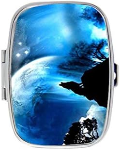 Wolf Under The Blue Sky Custom Fashion Style Rectangle Pill Box Silver Jewelry Box,Coin Purse