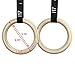 AbleFitness Wood Wooden Gym Rings with Adjustable Straps Metal Cam Buckle for Strength Training Cross Fit