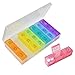 7 Day Pill Organizer 3 Times a Day, Travel Portable Daily Pill Box Case for Vitamin Fish Oil Cod Liver Oil Capsules Supplements Compartments Large Container Holder (Rainbow)