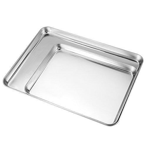 Baking Sheets Set of 3, HKJ Chef Baking Pans 3 Pieces & Stainless Steel