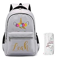 Quero Jom91 Unicorn Backpack for Girls, School Backpack with Unicorn Pencil Case Lightweight Travel School Kids Bookbags