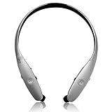 Wireless Bluetooth stereo Headset neckband, silver. The Perfect Sport Pack. With special Gifts- A Small Hanging Rack and black Armband Suitable for all mobile phones, YG one
