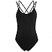 TiaoBug Women's Spaghetti Straps Ballet Dance Camisole Criss Cross Leotard Gymnastic Bodysuit Tops Black Large